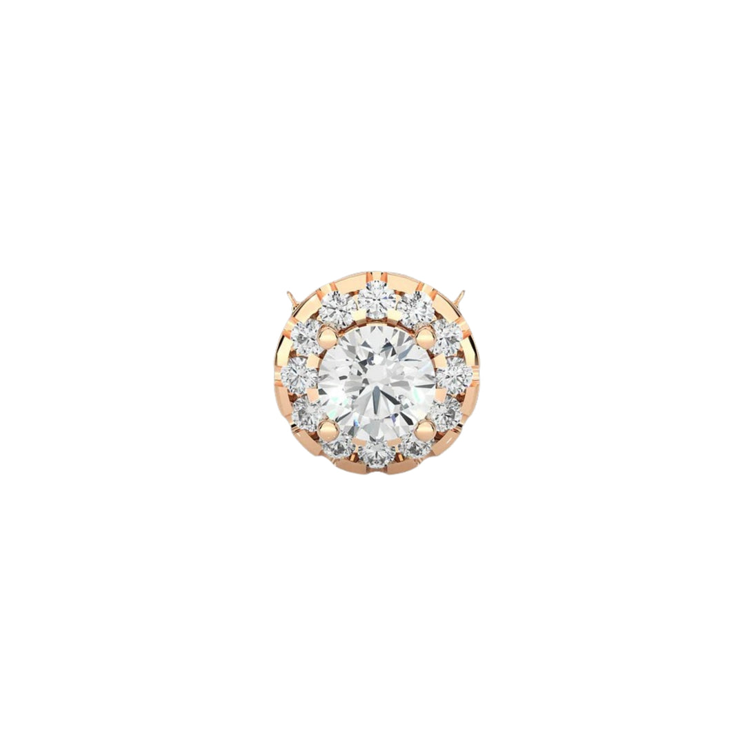 Colgante de moissanita redonda con halo festoneado fino de 0,50 quilates en oro rosa