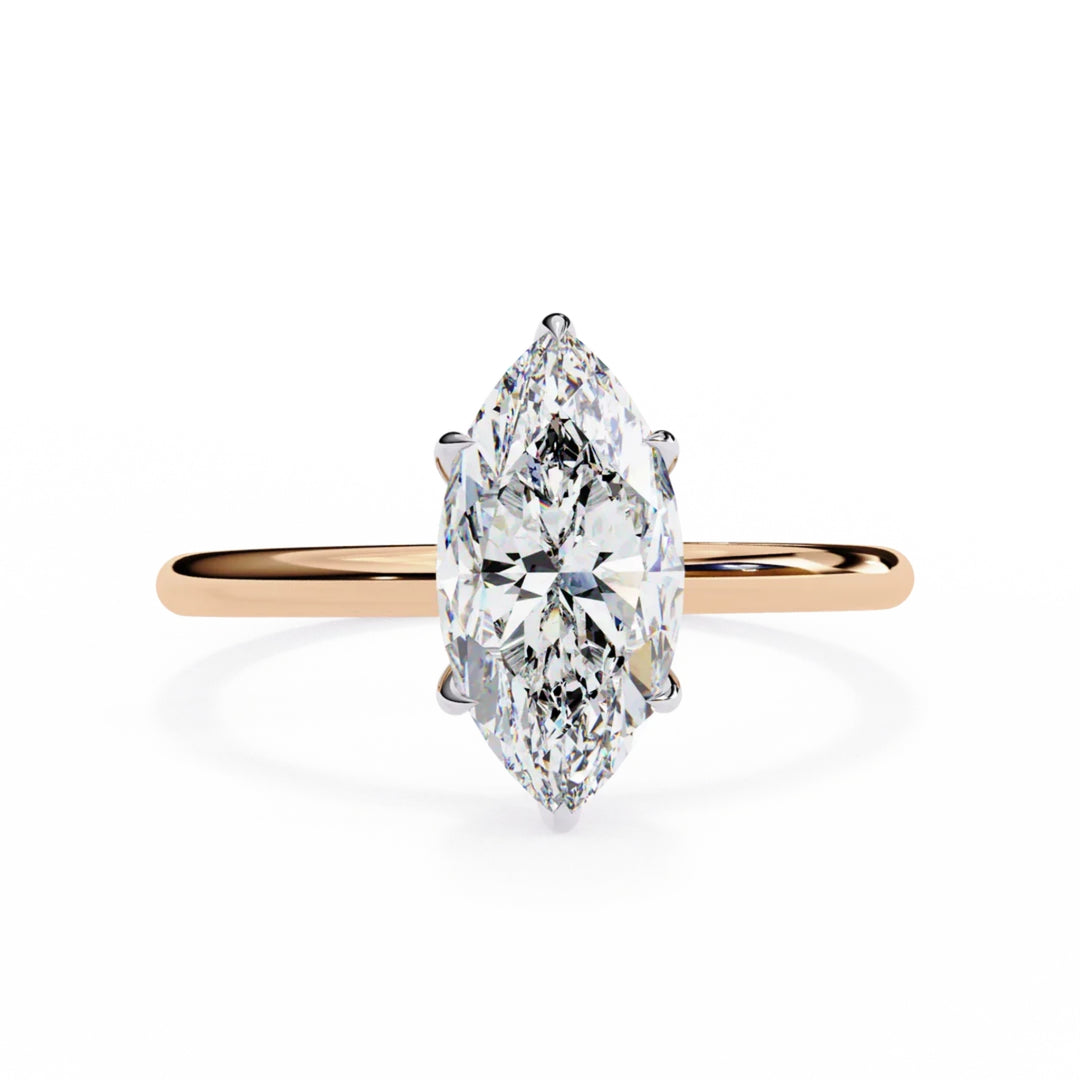 1 Carat Marquise Cut Moissanite Engagement Ring in Rose Gold