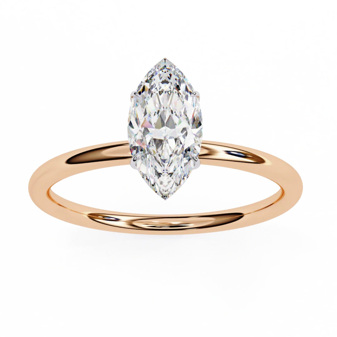 1 Carat Marquise Cut Moissanite Engagement Ring in Rose Gold