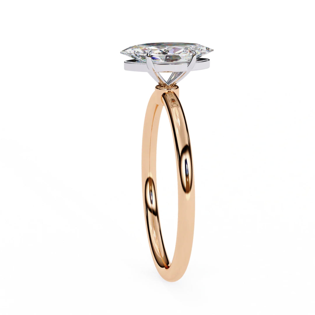 1 Carat Marquise Cut Moissanite Engagement Ring in Rose Gold