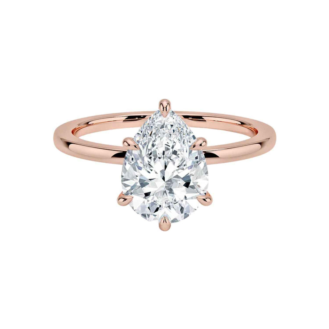 1.50 Carat Pear Cut Moissanite Solitaire Ring in White Gold