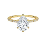 Load image into Gallery viewer, 1.60 Carat Pear Cut Hidden Halo Moissanite Ring In White Gold With Accent
