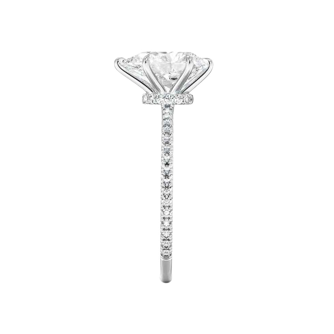 1.60 Carat Pear Cut Hidden Halo Moissanite Ring In White Gold With Accent