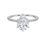 Load image into Gallery viewer, 1.60 Carat Pear Cut Hidden Halo Moissanite Ring In White Gold With Accent
