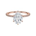 Load image into Gallery viewer, 1.60 Carat Pear Cut Hidden Halo Moissanite Ring In White Gold With Accent
