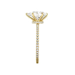 Load image into Gallery viewer, 1.60 Carat Pear Cut Hidden Halo Moissanite Ring In White Gold With Accent
