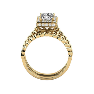 1.5 Carat Princess Cut Moissanite Bridal Set Rose Gold Ring