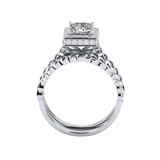 1.5 Carat Princess Cut Moissanite Bridal Set Rose Gold Ring