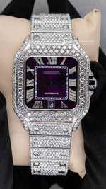 Load image into Gallery viewer, Front View of Purple Dial Moissanite Watch | 41 MM
