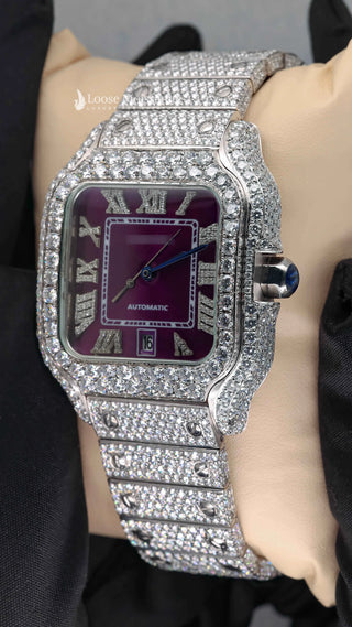 Purple Dial Moissanite Watch | 41 MM