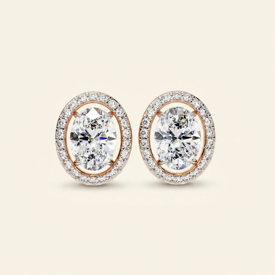 Oval Halo Stud Earrings