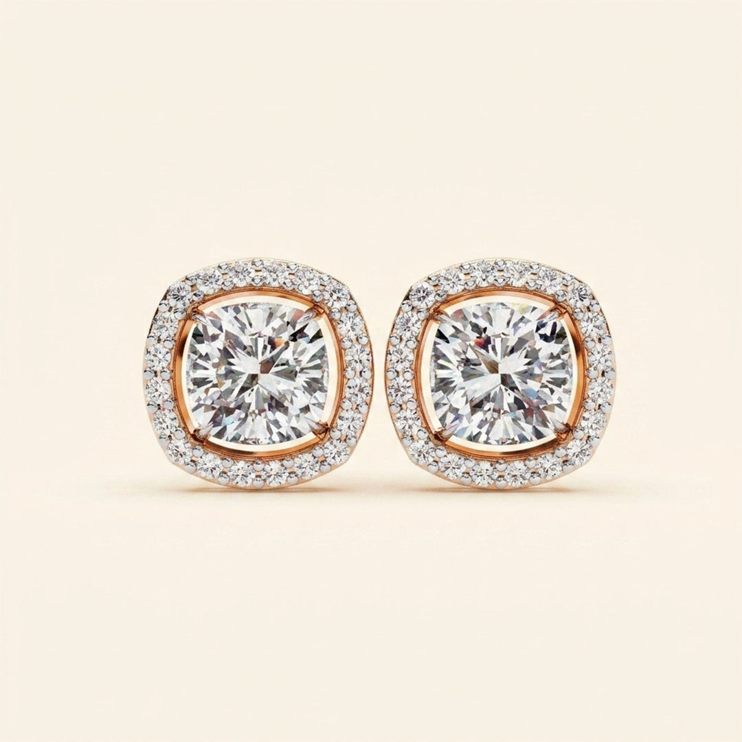 Cushion Halo Stud Earrings