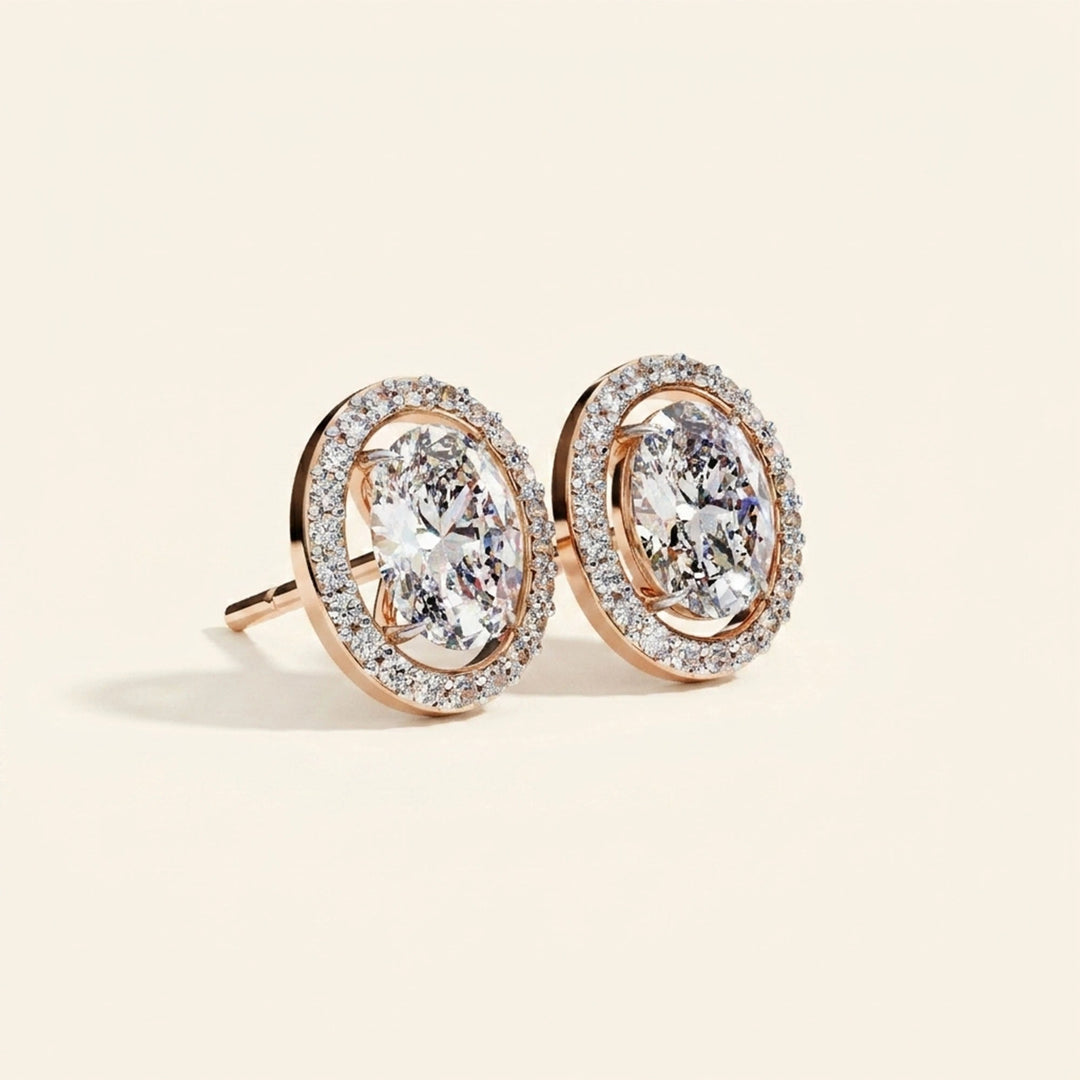 Oval Halo Stud Earrings