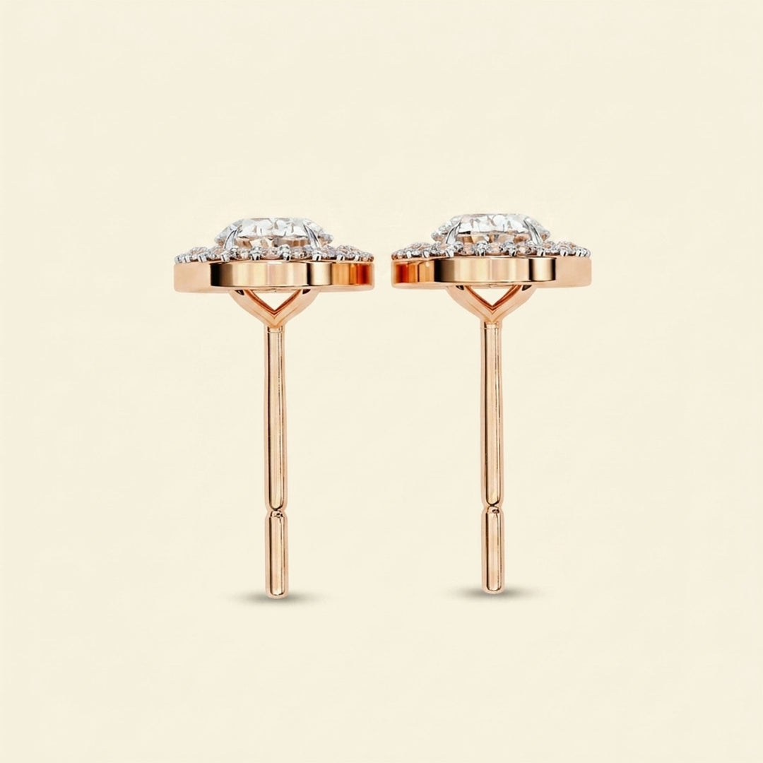 Oval Halo Stud Earrings