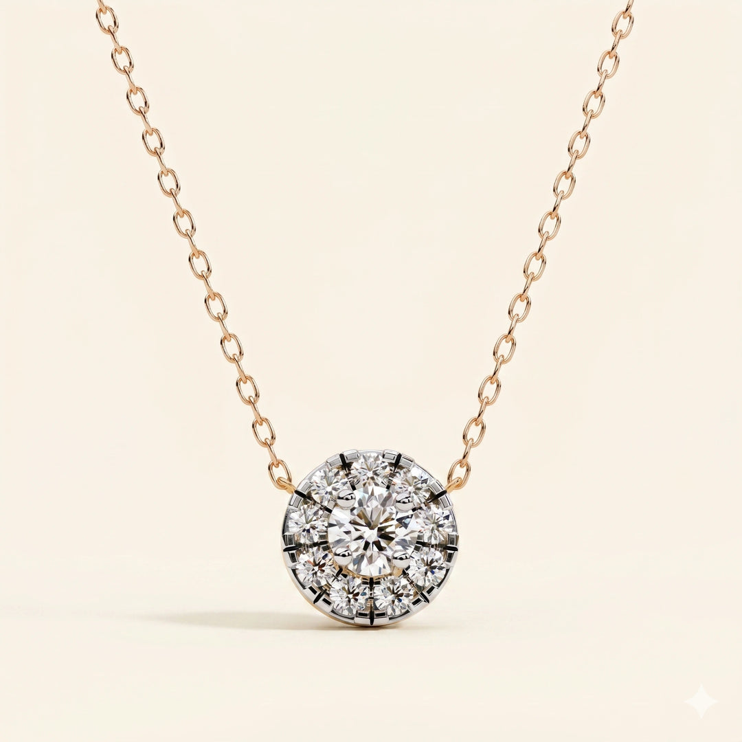 Front View Of Prong Set Cluster Necklace