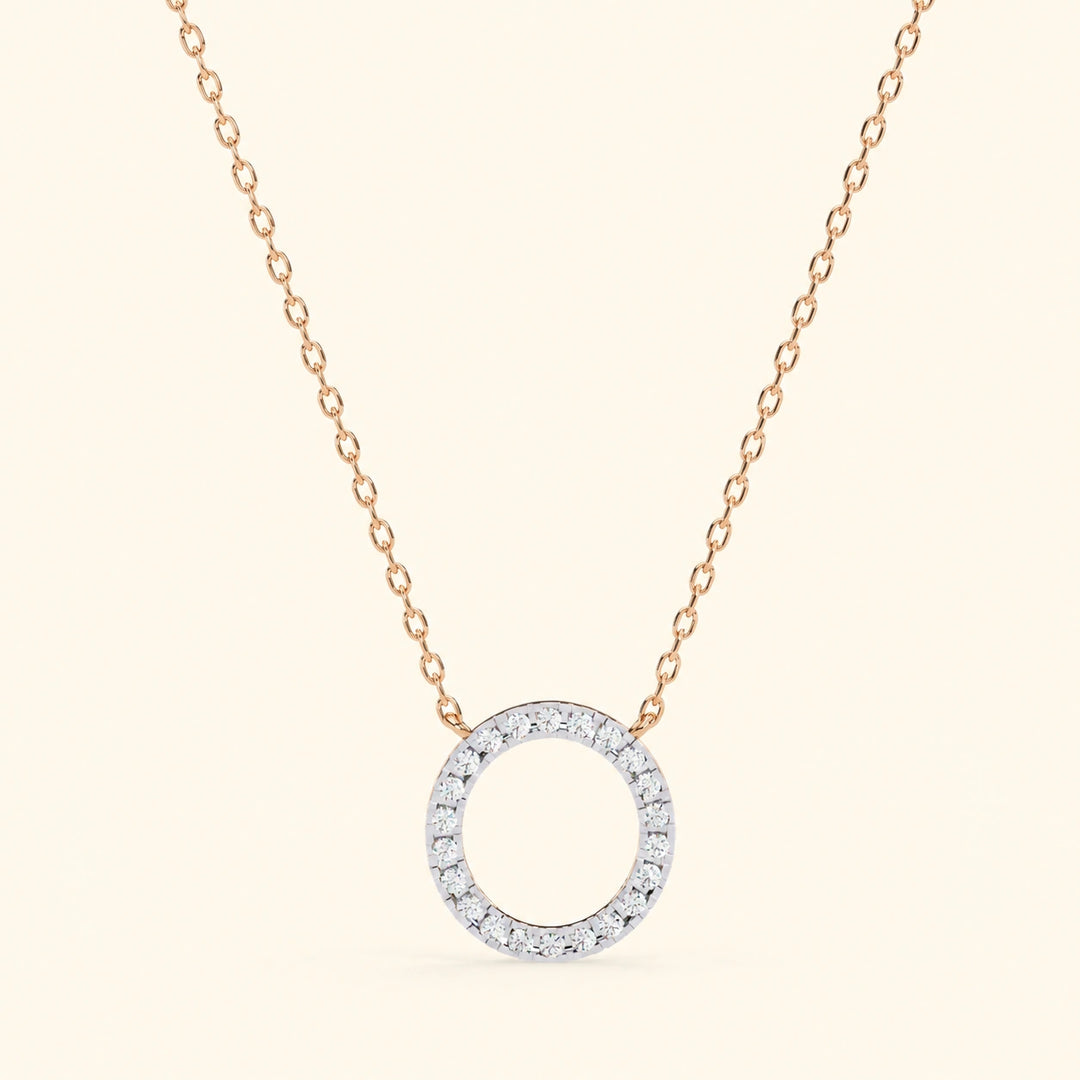 Front View Of Prong Set Circle Necklace