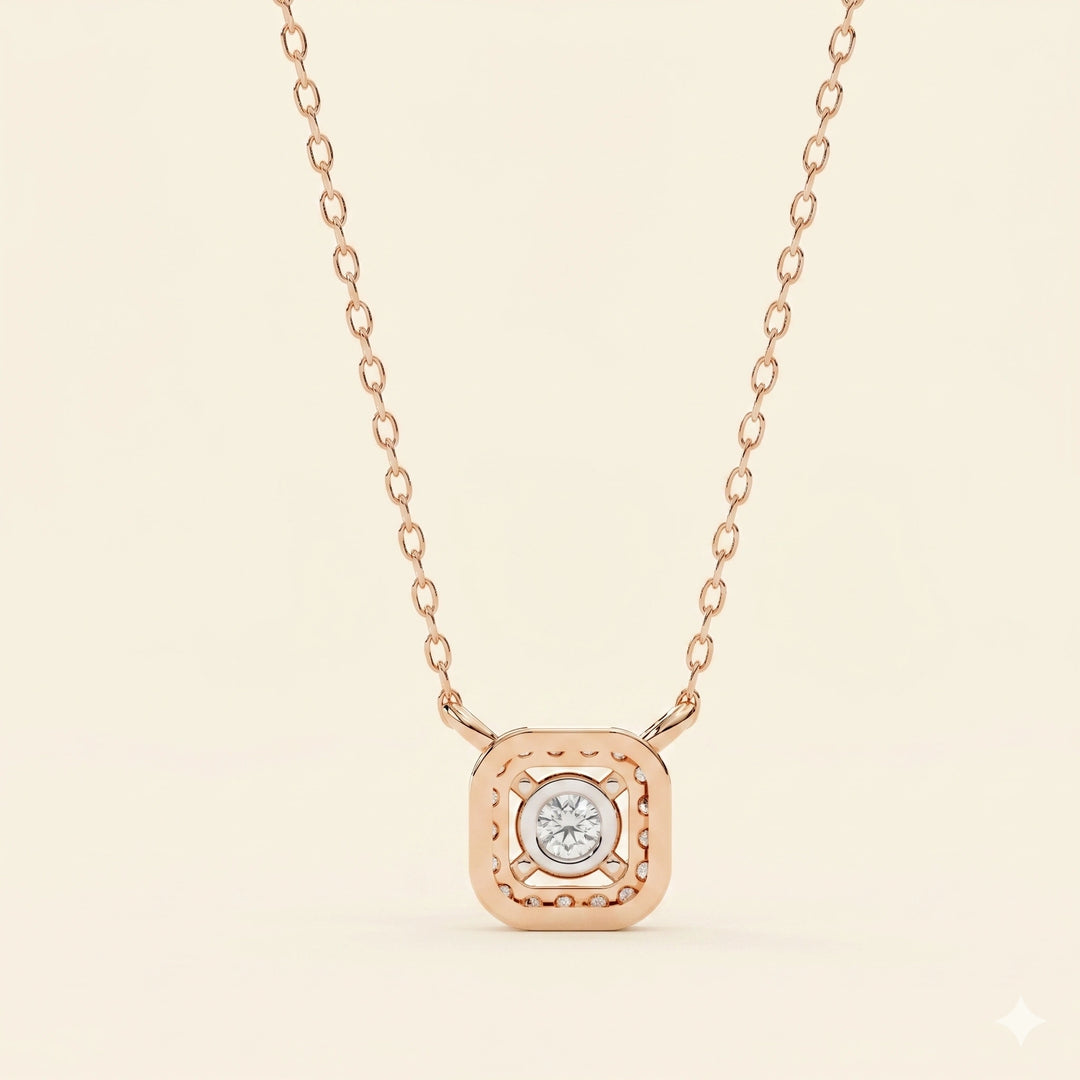 Back View Of Round Halo Necklace