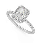Load image into Gallery viewer, Radiant Cut Moissanite Halo Engagement Ring in White Gold
