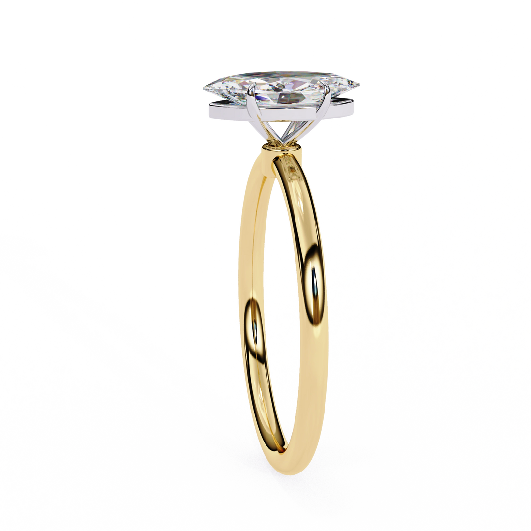 1 Carat Marquise Moissanite Ring in Yellow Gold