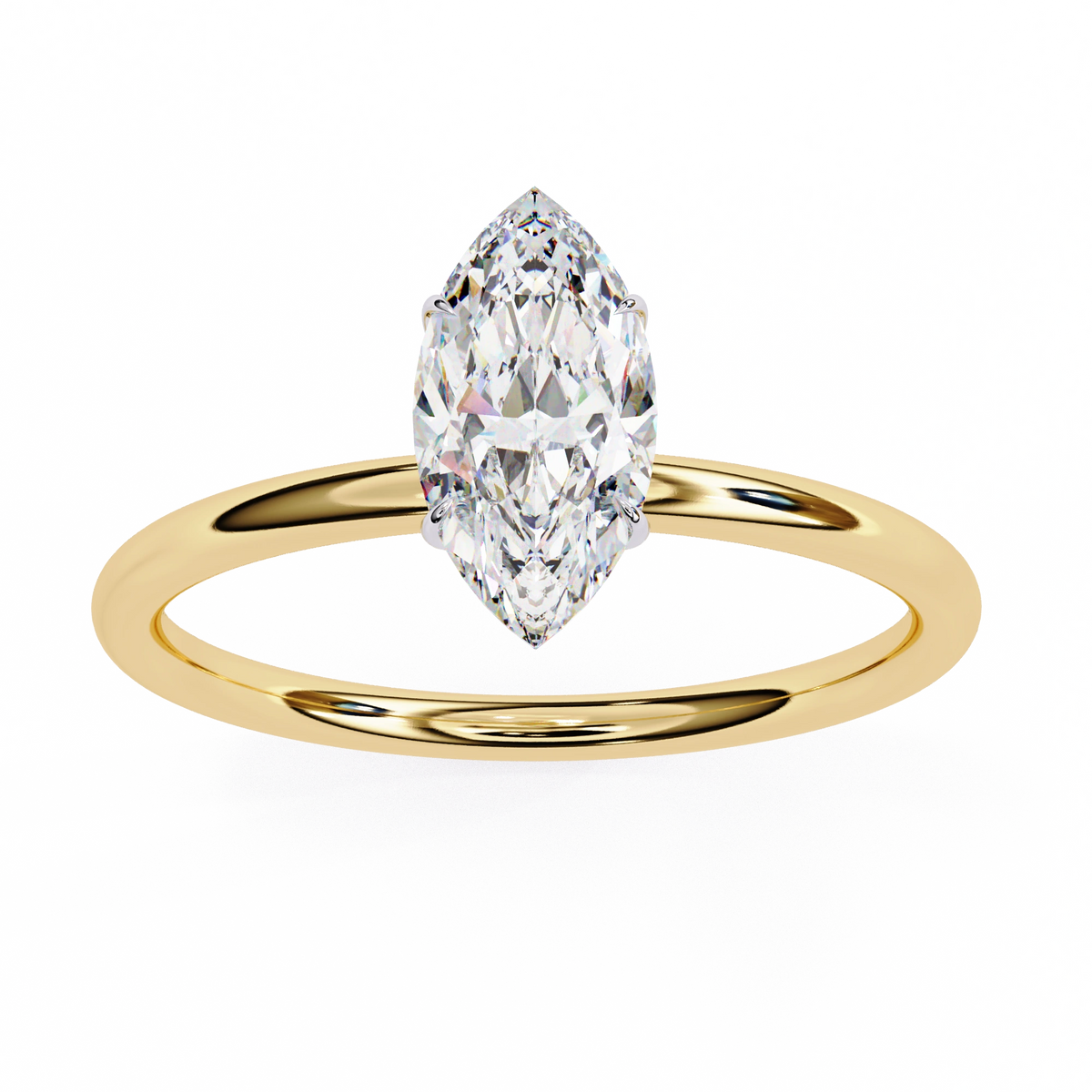 1 carat marquise moissanite ring in yellow gold