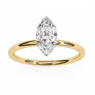 1 Carat Marquise Moissanite Ring in Yellow Gold