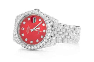 Red Dial Moissanite Rolex Watch