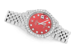 Red Dial Moissanite Rolex Watch