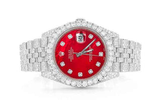 Red Dial Moissanite Rolex Watch