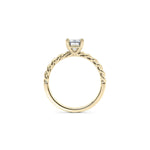 Load image into Gallery viewer, 1.50 Emerald Shaped Rope Design Solitaire Moissanite Ring in Yellow Gold

