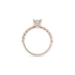 Load image into Gallery viewer, 1.50 Emerald Shaped Rope Design Solitaire Moissanite Ring in Yellow Gold
