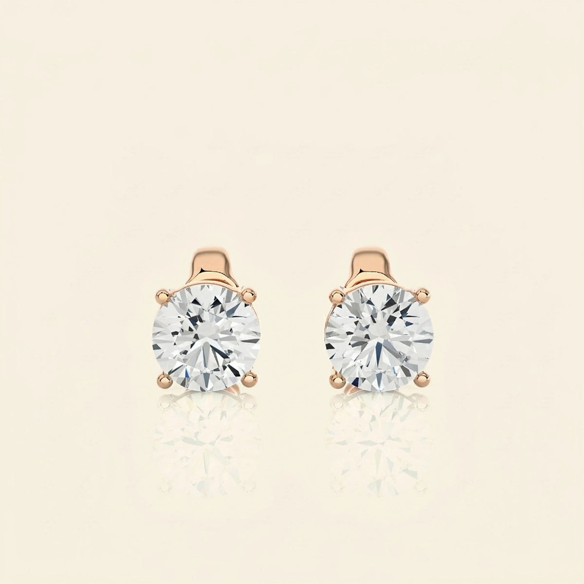 Front view of round stud earrings