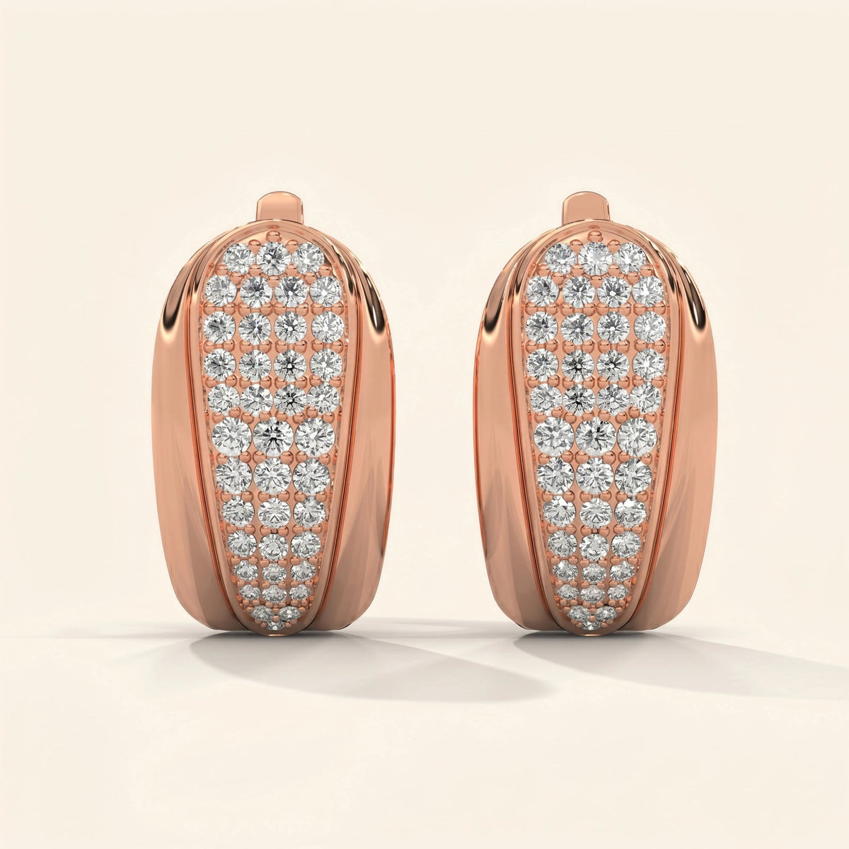 Front view of pave hoop earrings 