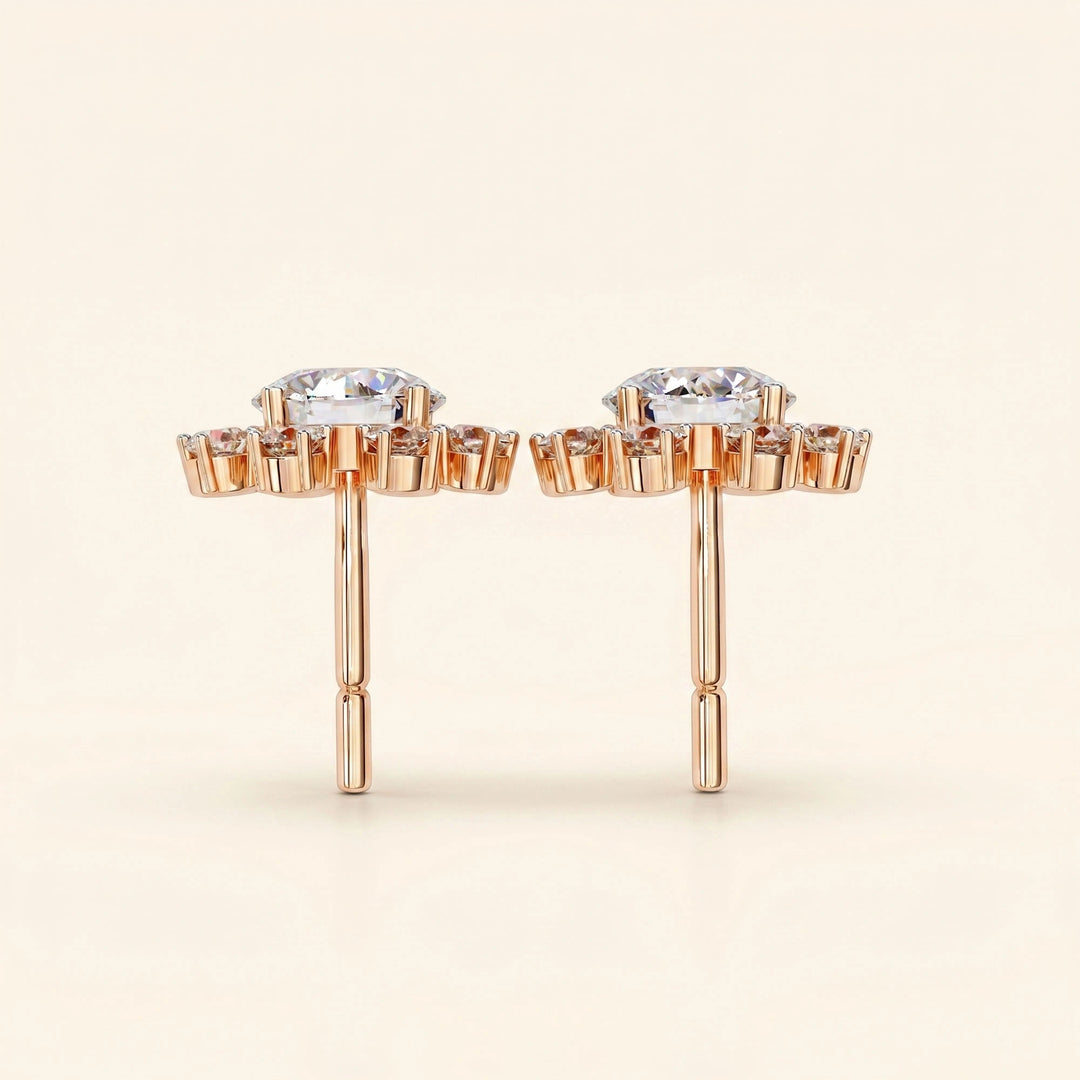 Moissanite Cluster Stud Earrings
