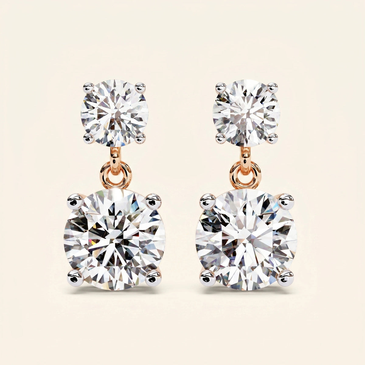 Front view of two stone earrings