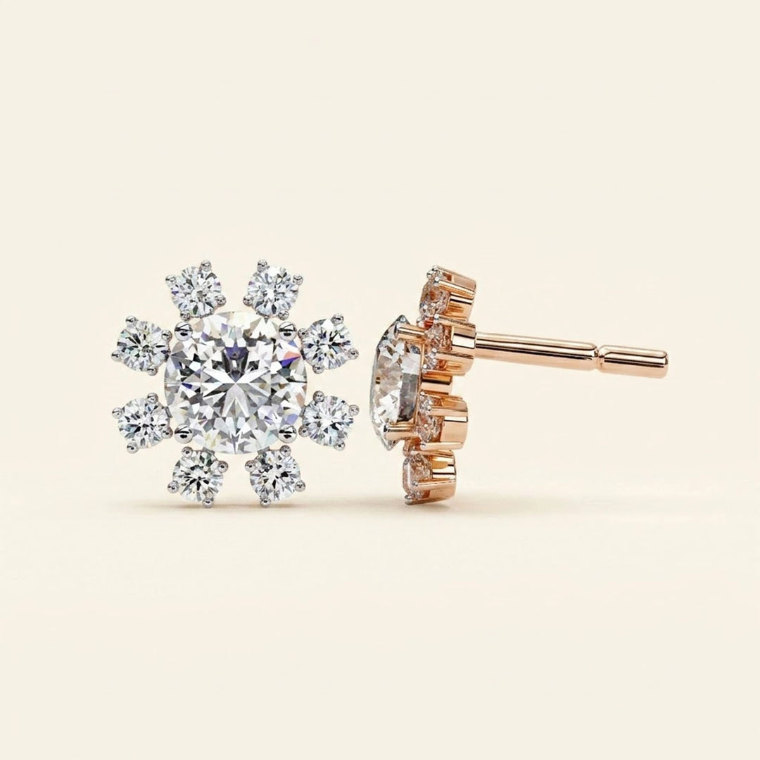 Moissanite Cluster Stud Earrings
