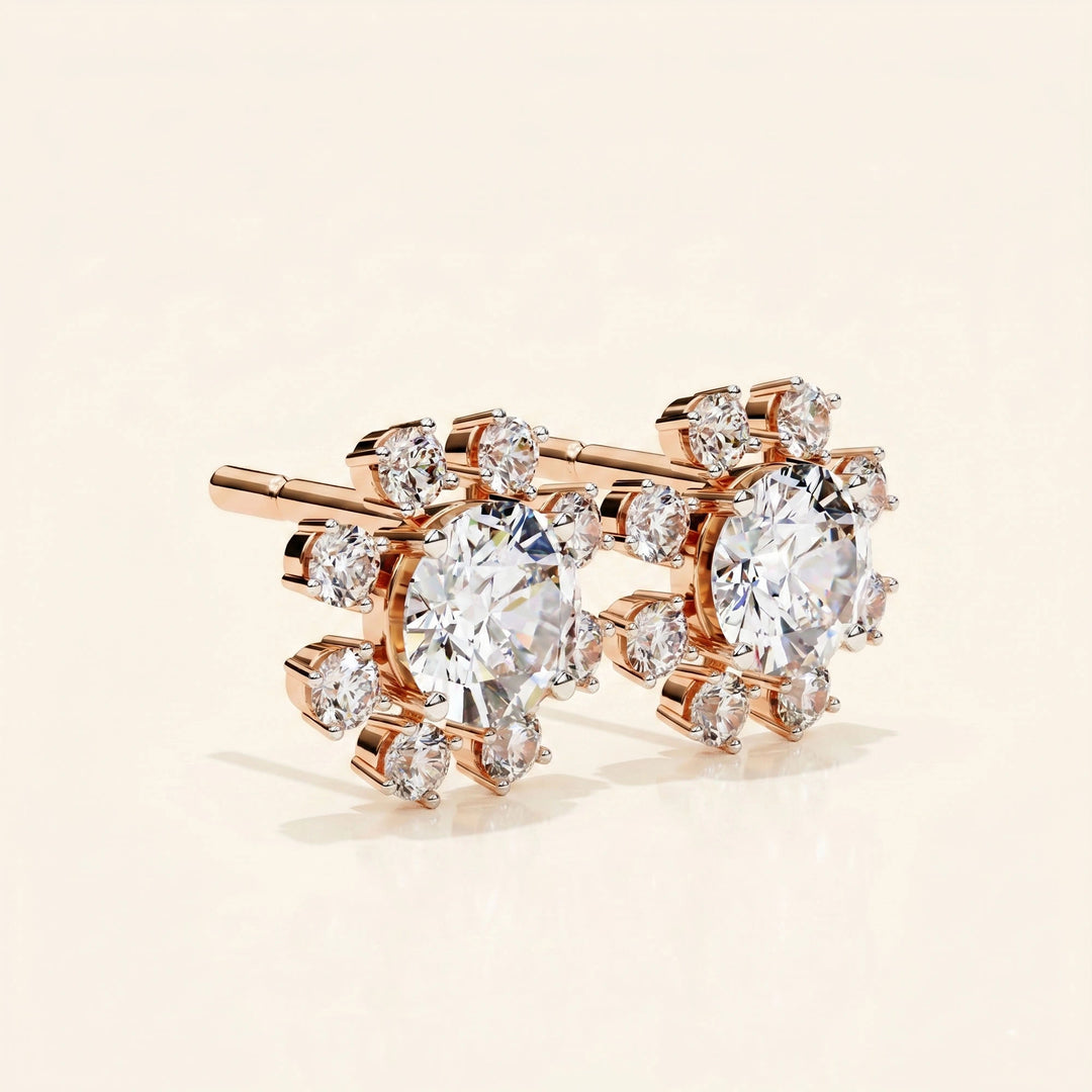 Moissanite Cluster Stud Earrings