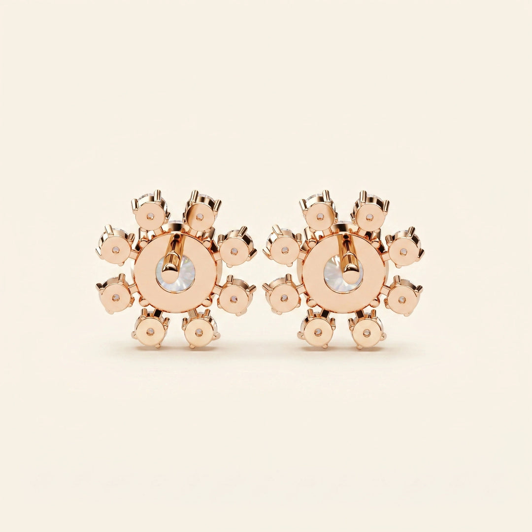 Moissanite Cluster Stud Earrings