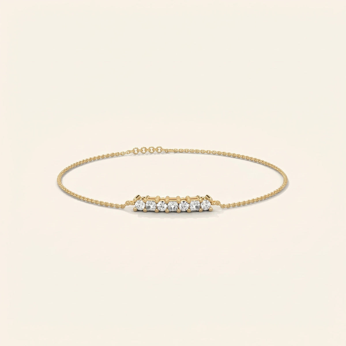 Front view of bar chain bracelet