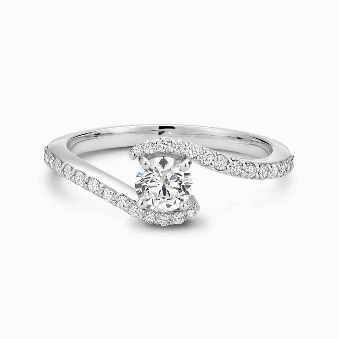 1.20 Carat Round Shape Moissanite Engagement Ring In White Gold