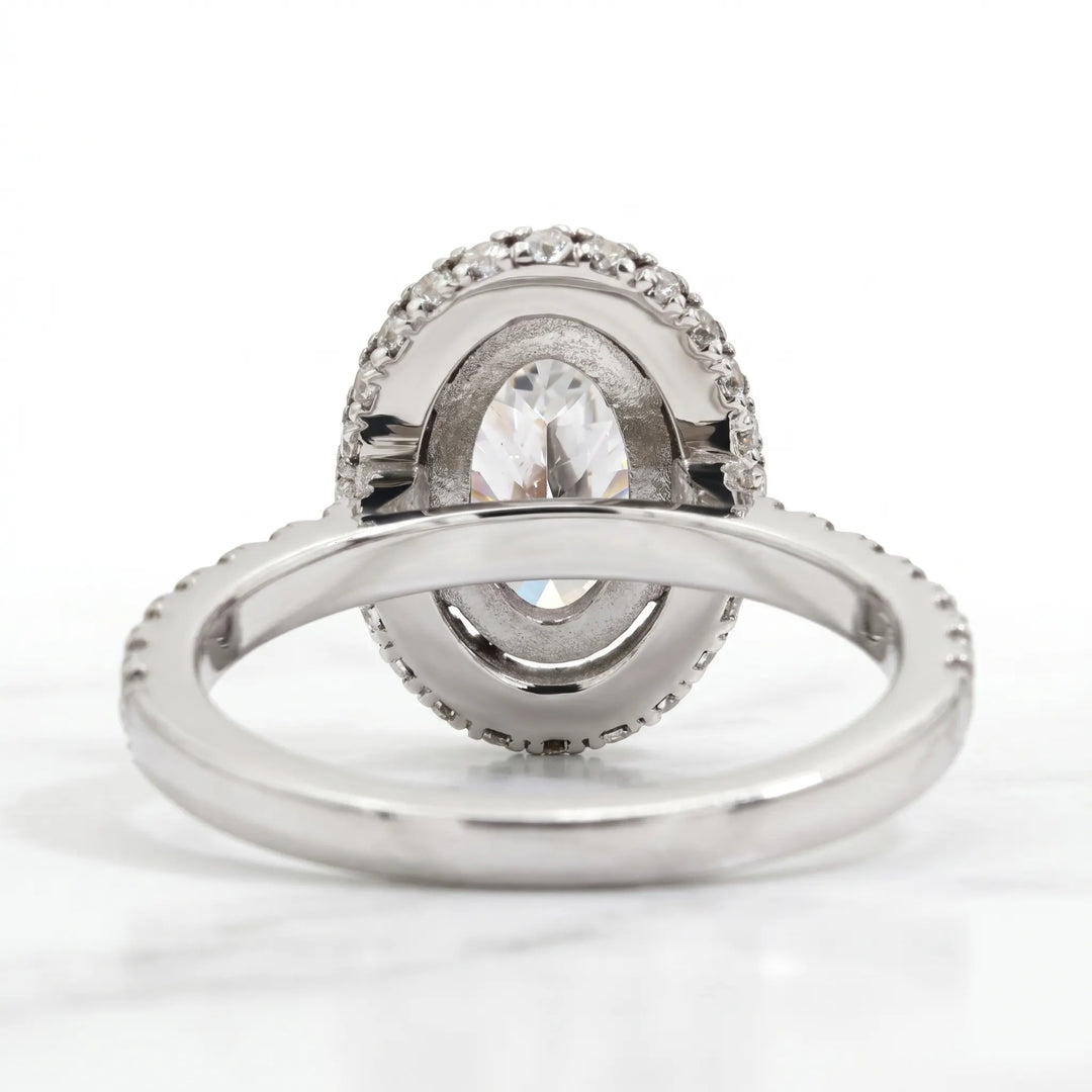 2 Carat Moissanite Oval Halo Engagement Ring In Silver
