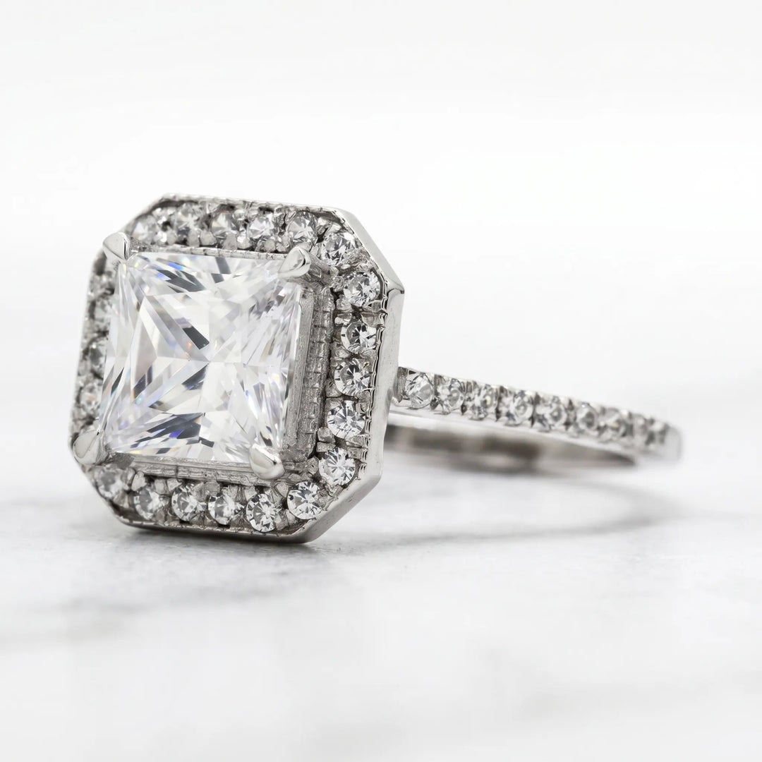 2.50 Carat Princess Cut Halo Engagement Ring