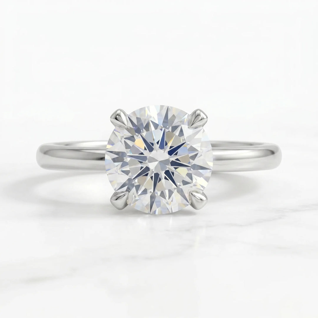 1.50 Carat Moissanite Round Hidden Halo Engagement Ring