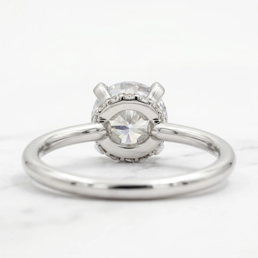 1.50 Carat Moissanite Round Hidden Halo Engagement Ring