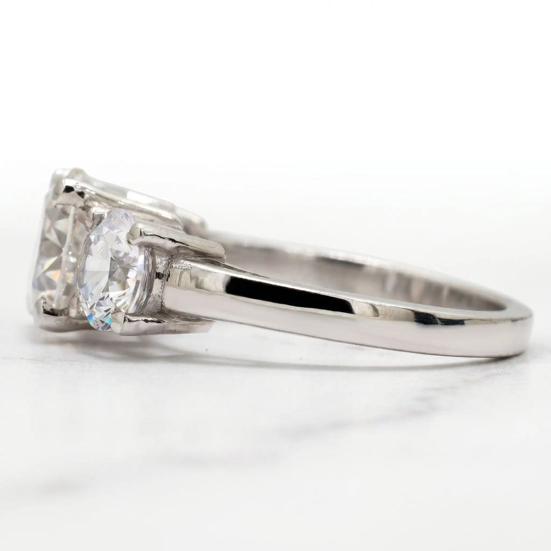 2 Ct Moissanite Round Three Stone Engagement Ring in Silver