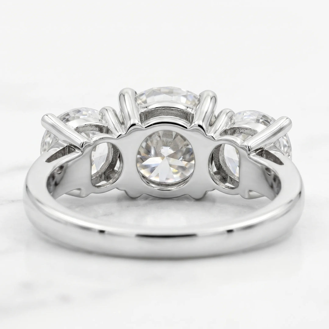 2 Ct Moissanite Round Three Stone Engagement Ring in Silver
