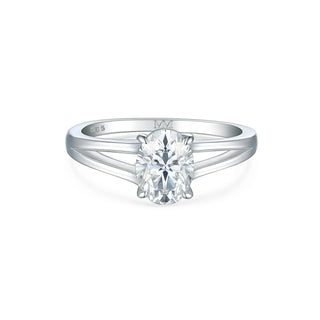 1 Carat Solitaire Oval Cut Moissanite Ring in White Gold