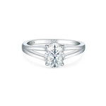 Load image into Gallery viewer, 1 Carat Oval Cut Split Shank Solitaire Moissanite Ring in White Gold
