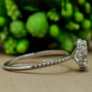 1 Carat Moissanite Oval Hidden Halo Engagement Ring