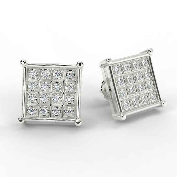 0.50 Carat Round Cut Moissanite Square Stud Earrings for Unisex