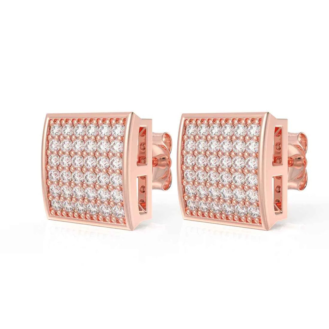 0.50 Ct Round Cut Moissanite Square Stud Earrings For Unisex